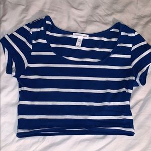 blue striped cropped top